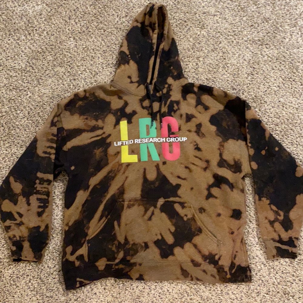 Handmade reverse tie dye retro hoodie w/LRG letters